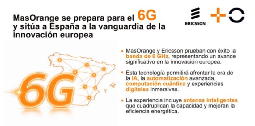 MasOrange y  Ericsson prueban con éxito la banda de 6 GHz para el futuro estándar 6G