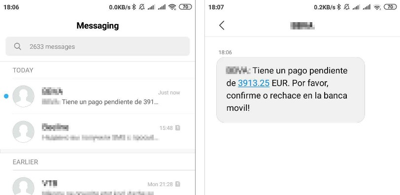 Un troyano bancario utiliza SMS falsos para obtener las credenciales de sus víctimas