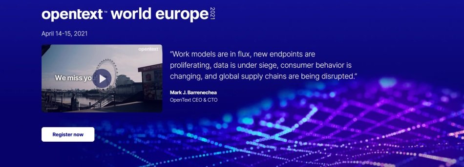 Evento virtual OpenText World Europe 2021