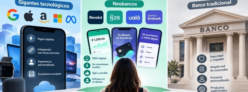 Gigantes tecnológicos y neobancos frente al banco tradicional en la relación con el cliente